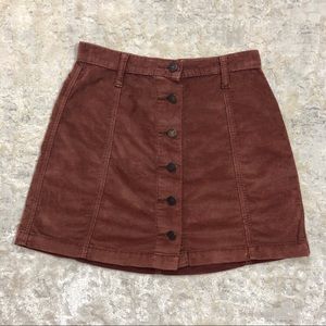 BDG Button Front Corduroy Skirt